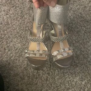 Silver sparkle high heels by Steve Madden. Size 8.